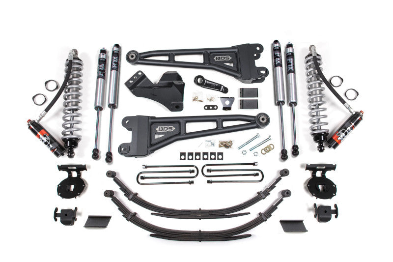 BDS 1597FPE 4in Radius Arm Lift Kit w/ FOX 2.5 Coilover Conversion & Leaf Springs | 2011-2016 F250/F350 4WD Diesel