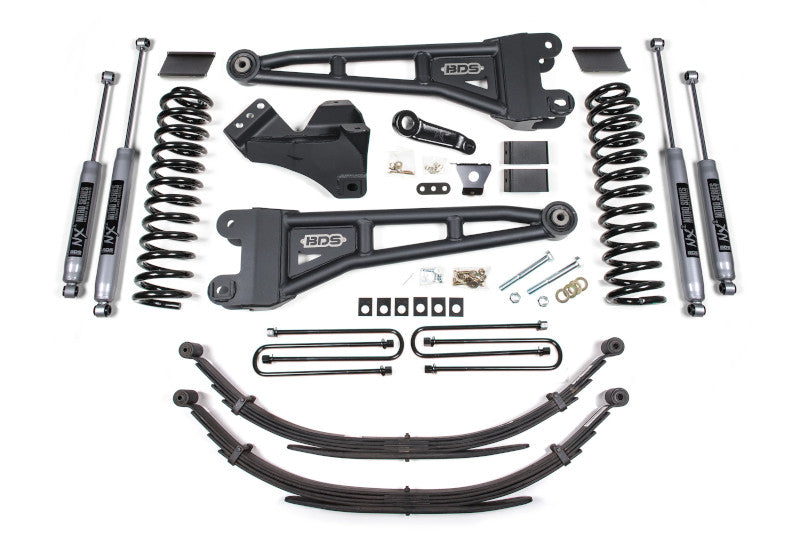 BDS 1597H 4in Radius Arm Lift Kit w/ NX2 Nitro Shocks & Leaf Springs | 2011-2016 F250/F350 4WD Diesel