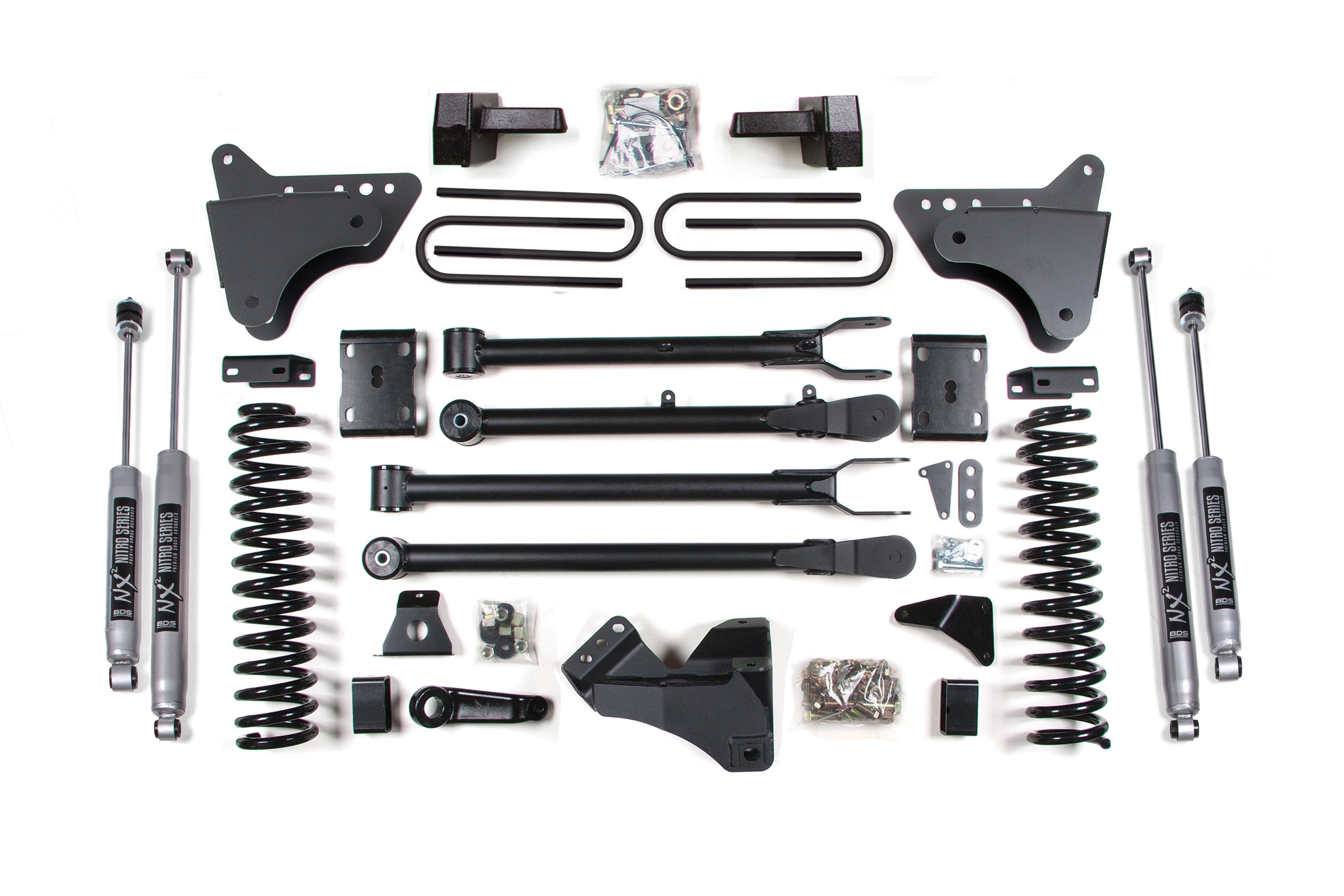 BDS 580H 4in 4-Link Lift Kit w/ Nitro Shocks & Block Kit | 2011-2016 F250/F350 4WD