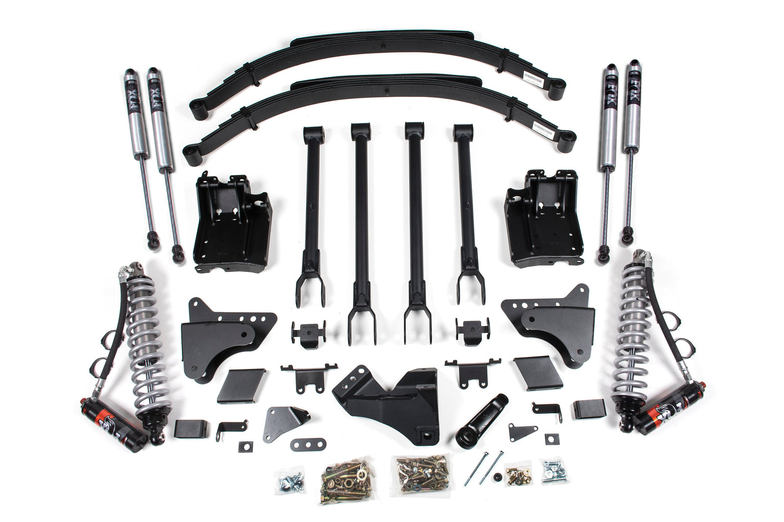 BDS 597FPE 6in 4-Link Lift w/ FOX 2.5 Elite Coil-Over Conversion & 3in Rear Blocks | 2011-2016 F250/F350 4WD Diesel