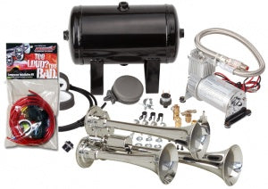 Kleinn HK3 Pro Blaster Triple Air Horn Kit w/ 130PSI Sealed Air Compressor and 1.0 Gal Tank | Universal