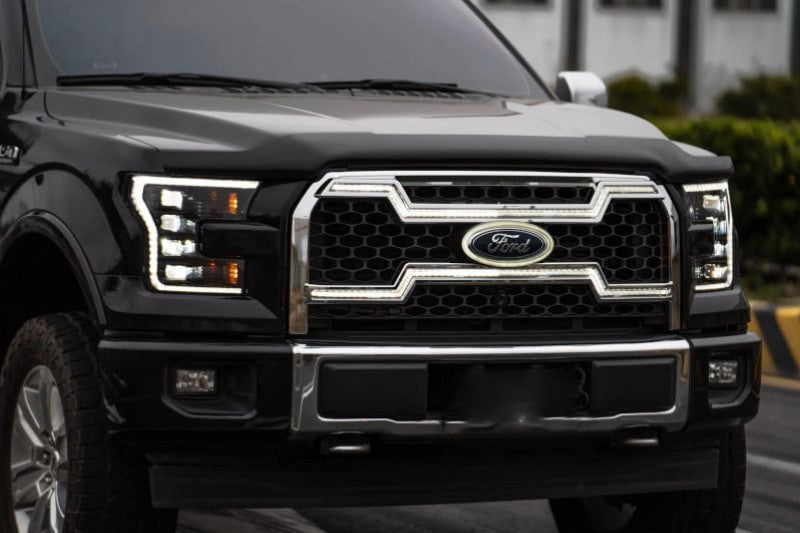 OLM E.16023.1 Essential Series LED Grille - Black w/ Dual White DRL | 2015-2017 F150