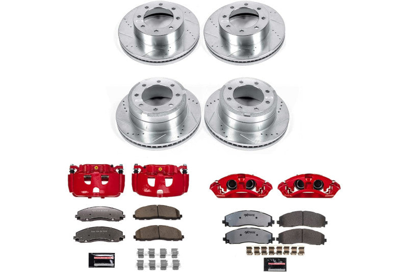 Powerstop KC6405-36 Z36 Front & Rear Brake Pad & Rotor Kit w/ Red Power Coated Calipers | 2013-2024 F250/F350