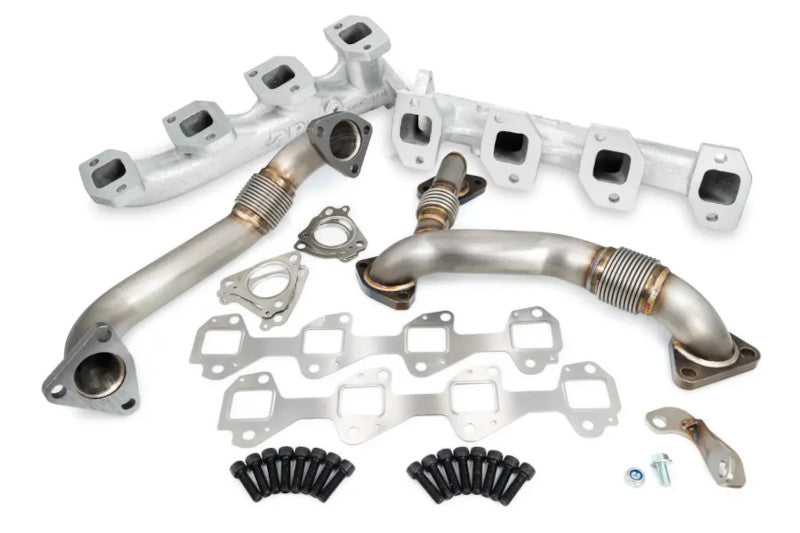 PPE 116111235 High Flow Exhaust Manifolds and Up-Pipes Kits Silver | 2002-2004 Silverado/Sierra 2500HD/3500HD 6.6L