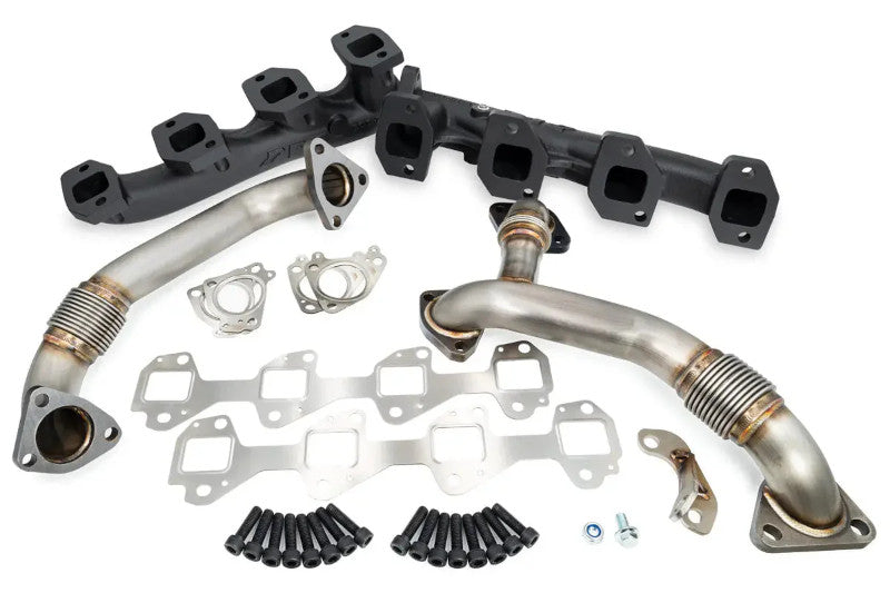 PPE 116111620 High Flow Exhaust Manifolds & Up-Pipes Kits Black | 2006-2007 Silverado/Sierra 2500HD/3500HD 6.6L