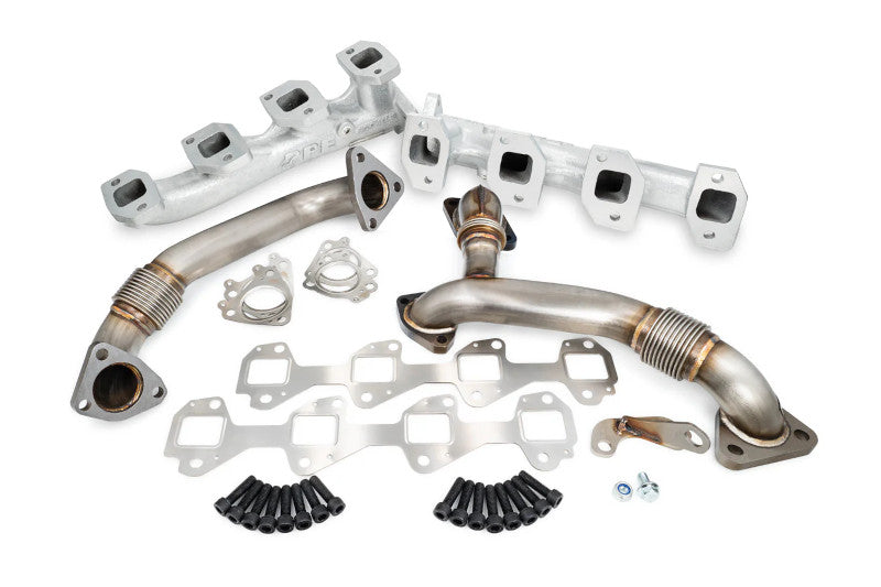 PPE 116111835 High Flow Exhaust Manifolds and Up-Pipes Kits Silver | 2007.5-2010 Silverado/Sierra 2500HD/3500HD 6.6L