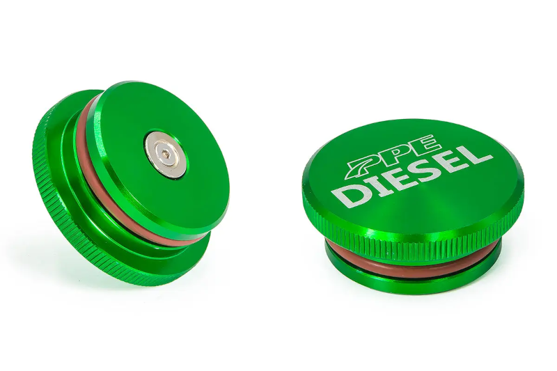 PPE 273001000 Anodized Billet Aluminum Magnetic Fuel Cap - Green | 2013-2018 Ram 6.7L Cummins & 13-19 Ram 3.0L Ecodiesel