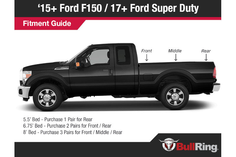 BullRing 4045 Flush Fit Angled Retractable Tie Down Anchors | 2017-2024 F250/F350