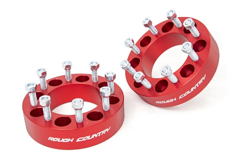 Rough Country 1095RED 2in Red Wheel Spacers | 2001-2010 Silverado/Sierra 2500HD