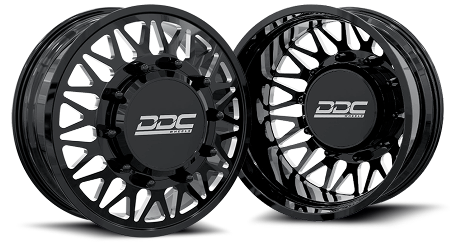 DDC Wheels 24BM-20-200 The Mesh Forged Dually 20x8.25 8x200 Black & Milled Wheel Package | 2005-2023 F350/F450 & 19-23 Ram 3500