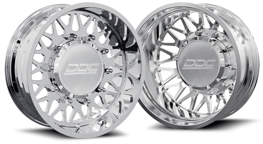 DDC Wheels 24PL-22-170SS The Mesh Forged Dually 22x8.25 8x170 Polished Wheel Package w/ Super Single Fronts | 1999-2004 F350