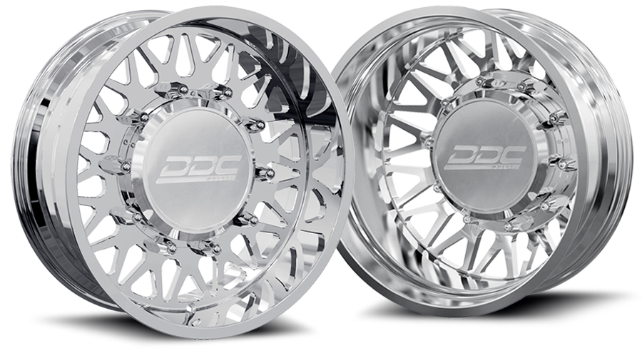 DDC Wheels 24PL-22-200SS The Mesh Forged Dually 22x8.25 8x200 Polished Wheel Package w/ Super Single Fronts | 2005-2023 F350 / 11-14 F450