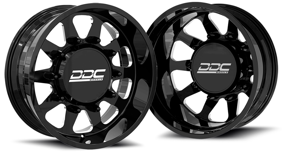 DDC Wheels 22BM-22-225SS The Ten Forged Dually 22x8.25 10x225 Black & Milled Wheel Package w/ Super Single Fronts | 2008-2023 Ram 4500/5500 & 05-10 / 15-23 F450/F550