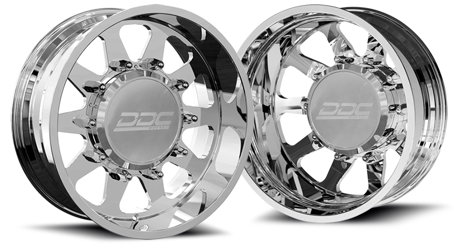 DDC Wheels 22PL-22-210SS The Ten ged Dually 22x8.25 8x210 Polished Wheel Package w/ Super Single Fronts | 2011-2024 Silverado/Sierra 3500HD